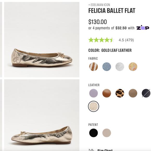 EUC $130 Sam Edelman ICON Metallic Gold Felicia Ballet Flat size 9.5 - Picture 9 of 9